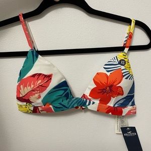 Hollister White Floral Bikini Top!